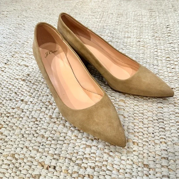 J. Crew Women's Tan Block Heel Pumps in Suede - Picture 1 of 6